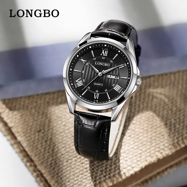 Men’s Minimalist Analog Watch - Black Roman Numeral Dial with Textured Center, Croc-Embossed Leather Strap, Casual Fashion Modern Fashionable Wristwatch for Everyday & Night Out, Casual Fashion Watch