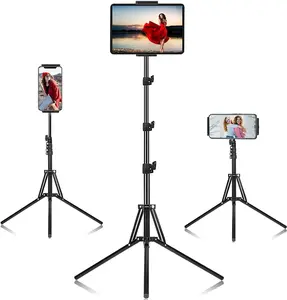 Ipad Tripod Stand, with 65 inch Height Adjustable iPad Stand Holder & iPad Floor Stand with 360 Rotating iPad Tripod Mount for iPad Pro, , Kindle, and All 4.5-12.9 Inch Tablets