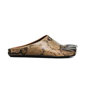 Bravest Studios Snakeskin Claw Mules Tan