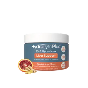 HydraLyte Plus Liver Support - Low Sugar Recovery & Hydration Powder | Electrolytes with Milk Thistle | Blood Orange (40 Servings)