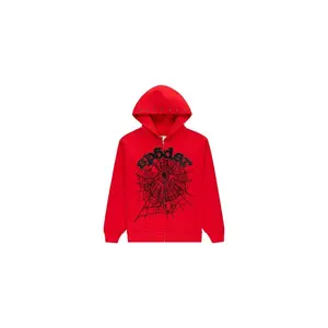 Sp5der OG Web Studded Zip Hoodie Red (men) by StockX