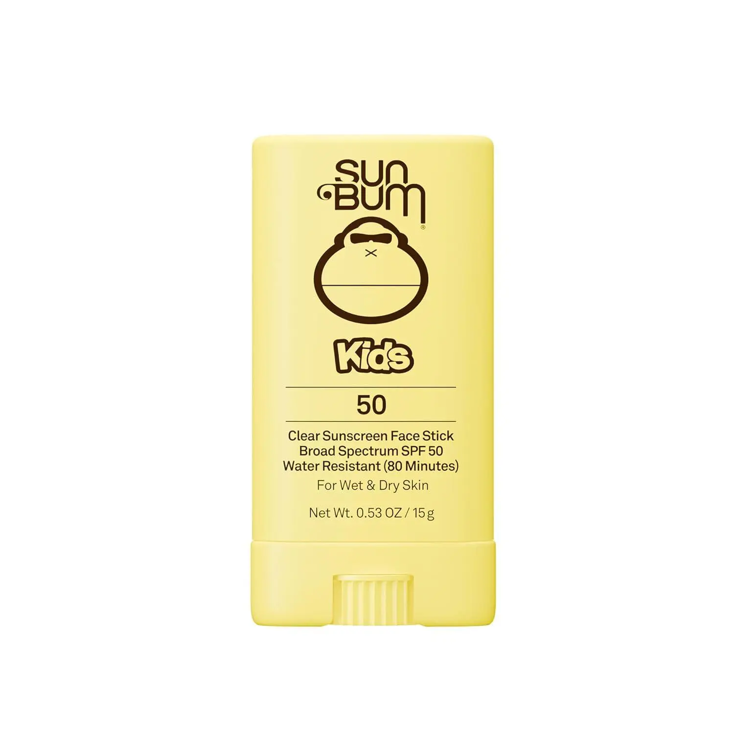 Sun Bum Kids SPF 50 Clear Face Stick Sunscreen - Travel Size, 0.53 oz | Wet or Dry Skin Application, Broad Spectrum with Vitamin E, Hawaii Act 104 Compliant (Without Octinoxate & Oxybenzone)