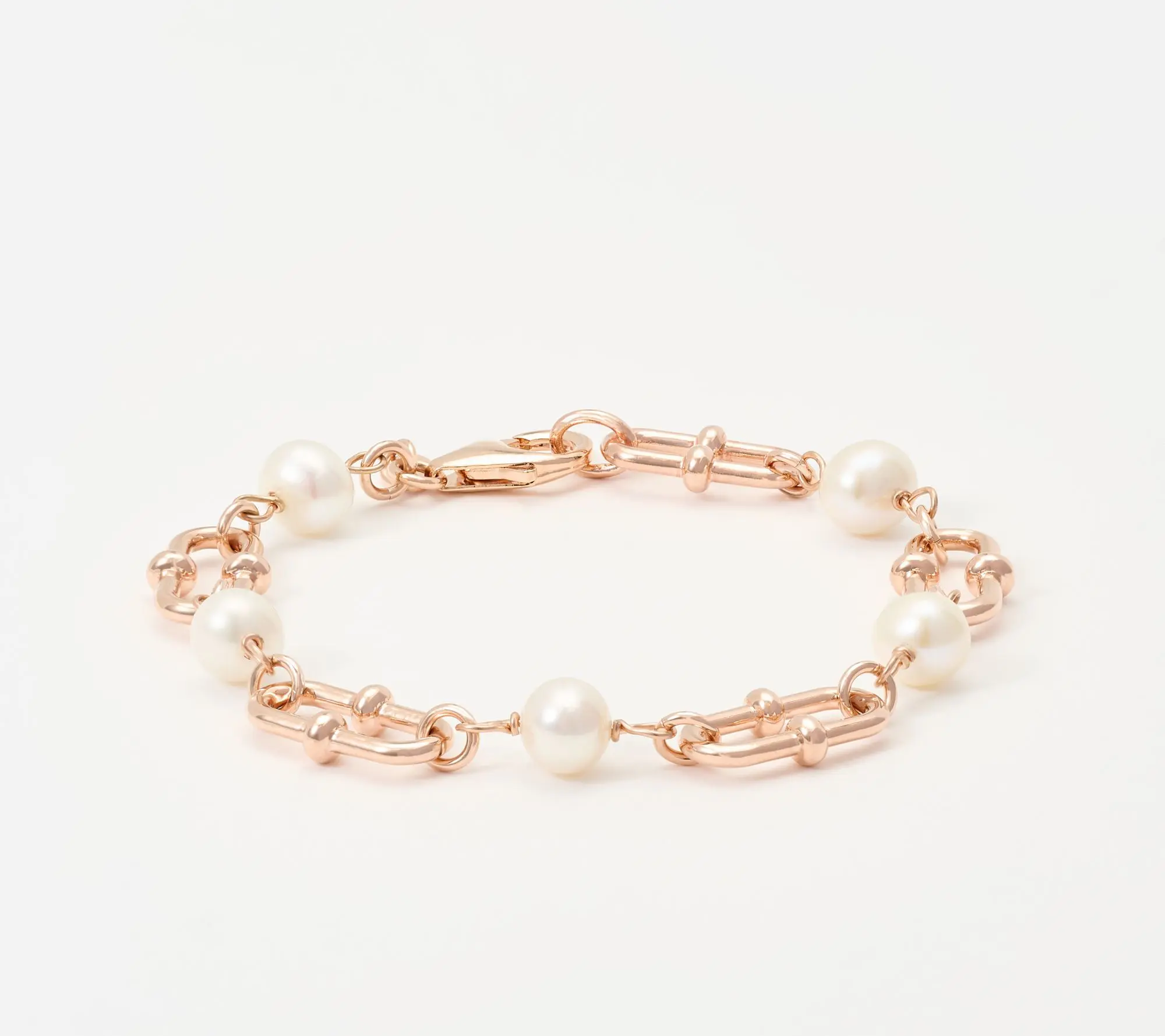 Honora Bronze Cultured Pearl Fancy Link Chain Bracelet