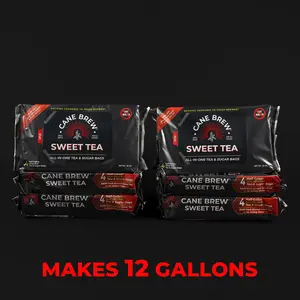 Cane Brew Sweet Tea 6 Pack - 24 Half-Gallon Tea & Sugar Bags - Makes 12 Gallons - Resealable Flap - Non-Returnable Product