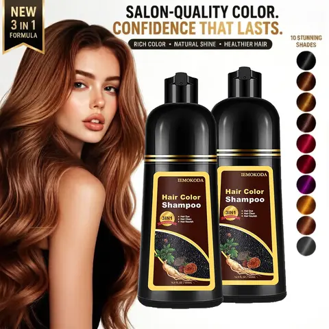2 Bottles InstantHair Dye Shampo0 for Women & Men, 3 in 1 Instant Hair Color Shampoo for 100% Gray Hair Coverage, Magic Coloring Shampoo, Beard & Root Touch Up, Easy At-Home DIY Salon, Herbal IngredientsPlant Based for All Hair Types 16.9 Fl Oz