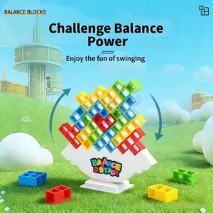 Portable Balance Stacking Game Set – 32PCS Building Blocks with Storage Bag, Easy to Carry Brain Teaser Game for Kids & Adults, Family Party & Travel Toy Gift