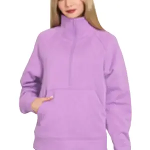 HALF ZIP FLEECE PULLOVER W/KANGAROO POCKET