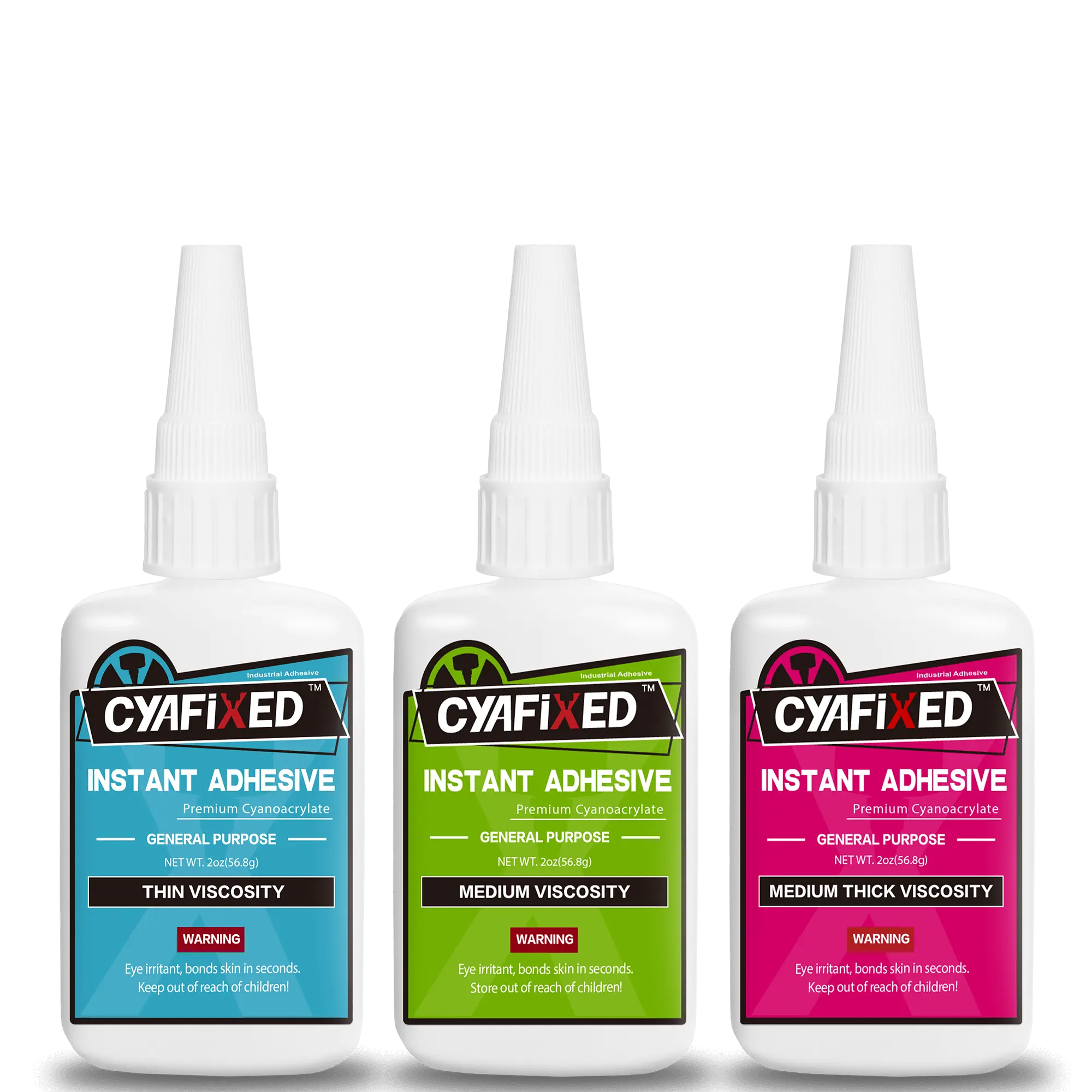CYAFIXED Super Glue - Thin, Medium & Medium Thick - CA Glue (Instant Adhesive) for 3D Printing,Plastic, Rubber, Metal, Permanent Repair,DIY Household Clear Glue Aquascape and Hobby Models