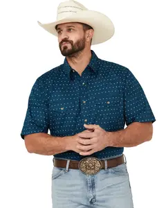 Wrangler Men's 20X Geo Print Short Sleeve Snap Western Shirt - 112365396