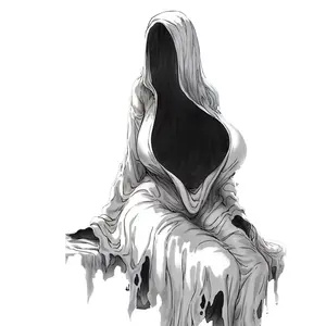 Creepy Faceless Ghost Sticker, Dark Horror Gothic Spirit Vinyl Decal, Mysterious Hooded Phantom Aesthetic Art for Laptop Phone Car Water Bottle Halloween Gift