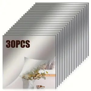 30pcs Flexible Pet Mirror Wall Stickers, Square 20x20cm, Self-Adhesive, Easy Install, Durable, Lightweight, for Living Room, Bathroom, Shower, Closet
