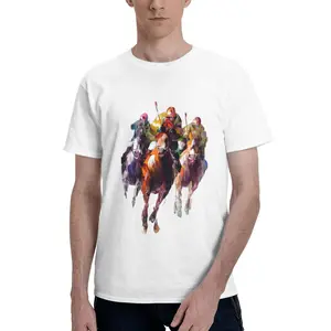 Vintage Equestrian Art Short Sleeve T-Shirt for Men and Women - Unisex Top，Streetwear Watercolor Horse Race Graphic Unisex Short Sleeve T-Shirt