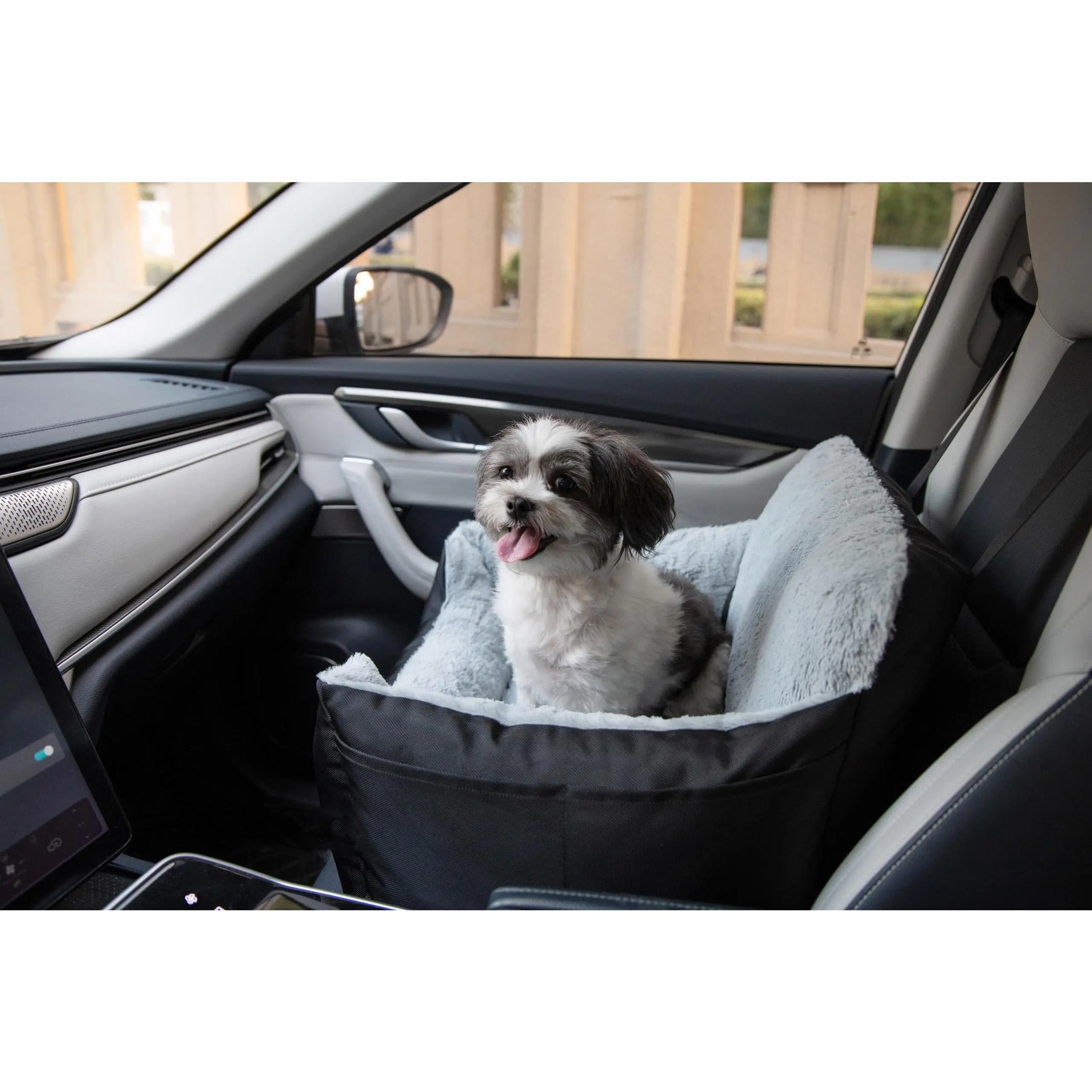 Best Pet Supplies Dog Car Seat Booster - Elevated Pet Car Seat for Small Medium Dogs & Cats | Secure Safety Tether | Waterproof Liner | Foldable Travel Carrier with Storage Pocket | Comfortable Road Trips