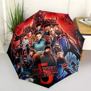 stranger things77 pattern printed new umbrella, 1 self-folding umbrella, portable foldable travel umbrella, outdoor umbrella, Christmas birthday festival gift