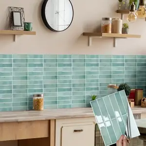 20 Pieces Self-Adhesive PET Tile Wall Stickers, Ready to Peel and Stick, Waterproof, Mildew and Stain Resistant, Suitable for Living Room, Kitchen, Bathroom, Balcony and Sink, Home Backdrop Landscape Decorative Wall Stickers, 9x11.4 Inch