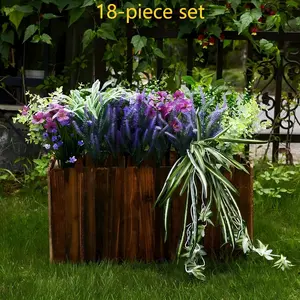 18Pcs Artificial Flowers & Greenery Set, Artificial Flower Arrangements, Fake Lavender Orchid Eucalyptus Stems, UV Resistant Faux Plants for Outdoor Garden Planter, Wedding Party Bouquet Centerpieces, Home Floral Arrangement, Decoration Bouquet