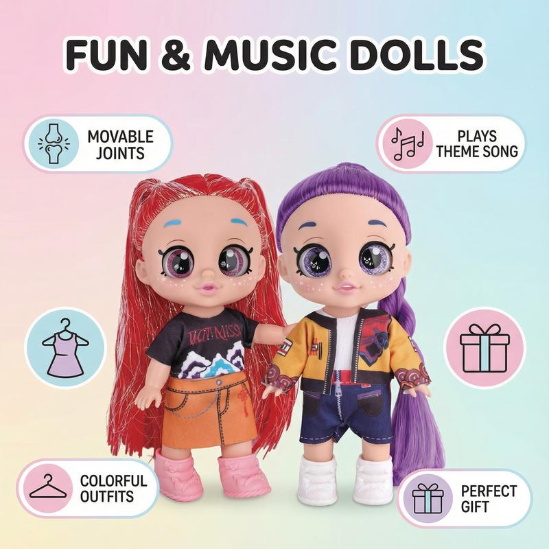 Kpop Dolls Anime Action Figures Set,7 inch,Can Play Music,5D Eyes,5 Joints Movable,Rumi,Mira,Zoey Anime Dolls Kids Toys,Collectibles Gifts for Girls Boys