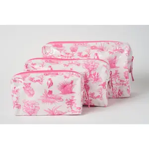 Toile Makeup Bag Pink Medium