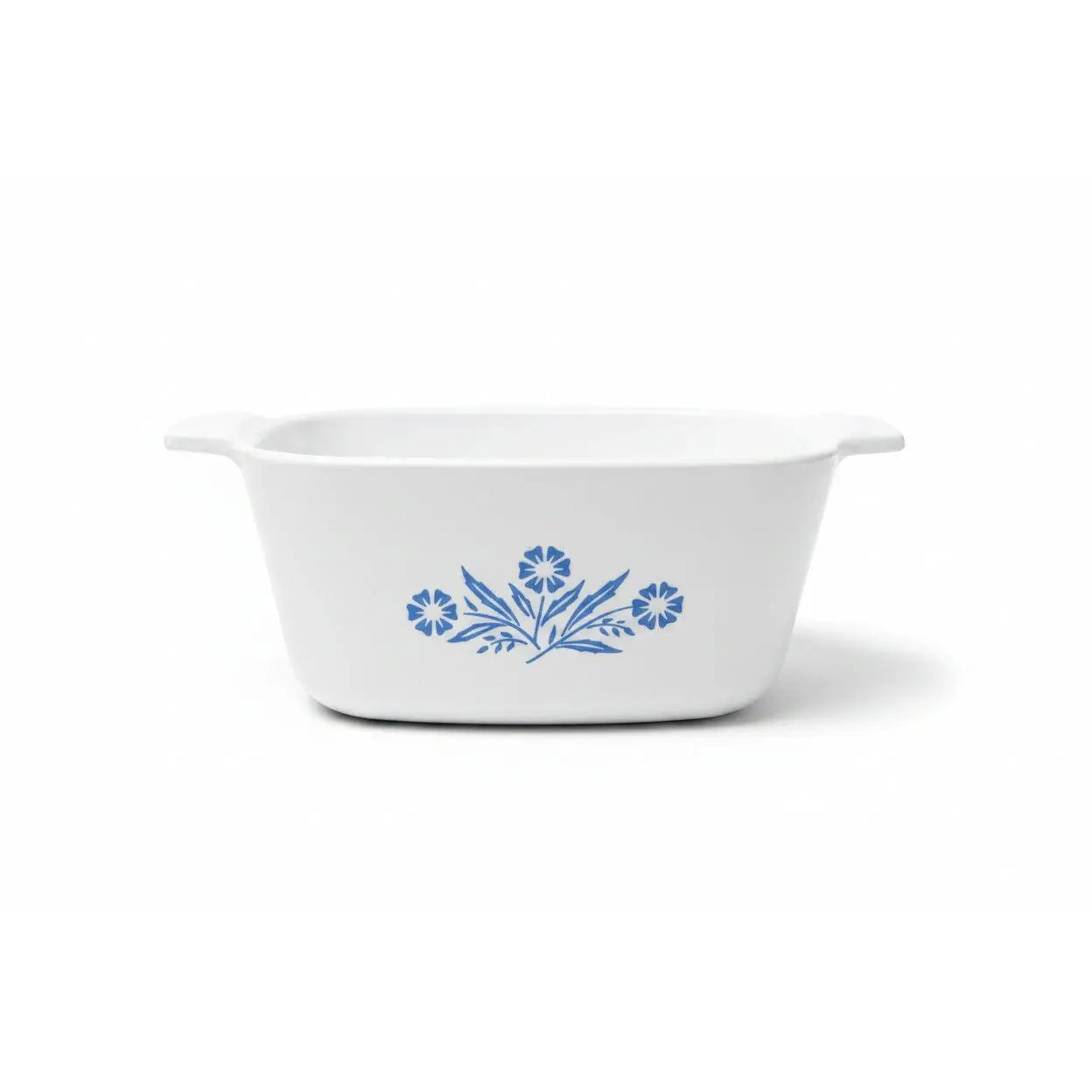 Vintage Corning Ware Blue Cornflower P-43-B 22oz Pyroceram Glass Square Shape Mini Size Petite Casserole Dish - 2.75 Cups, 2.5" High, 5.25" Wide, Food-Safe, Heat-Stable, Microwave-Safe, Baking Reheating Individual Mini Baker, Display Ready (No Lid)