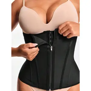 Zipper Waist Trainer for Women Tummy Control Body Shaper Extreme Compression Workout Corset Fajas Colombianas Hook Closure Back Support Gym Essential Postpartum Recovery Seamless Slimming Underwear Snatched Fit Spring Fitness Summer Workout Prep