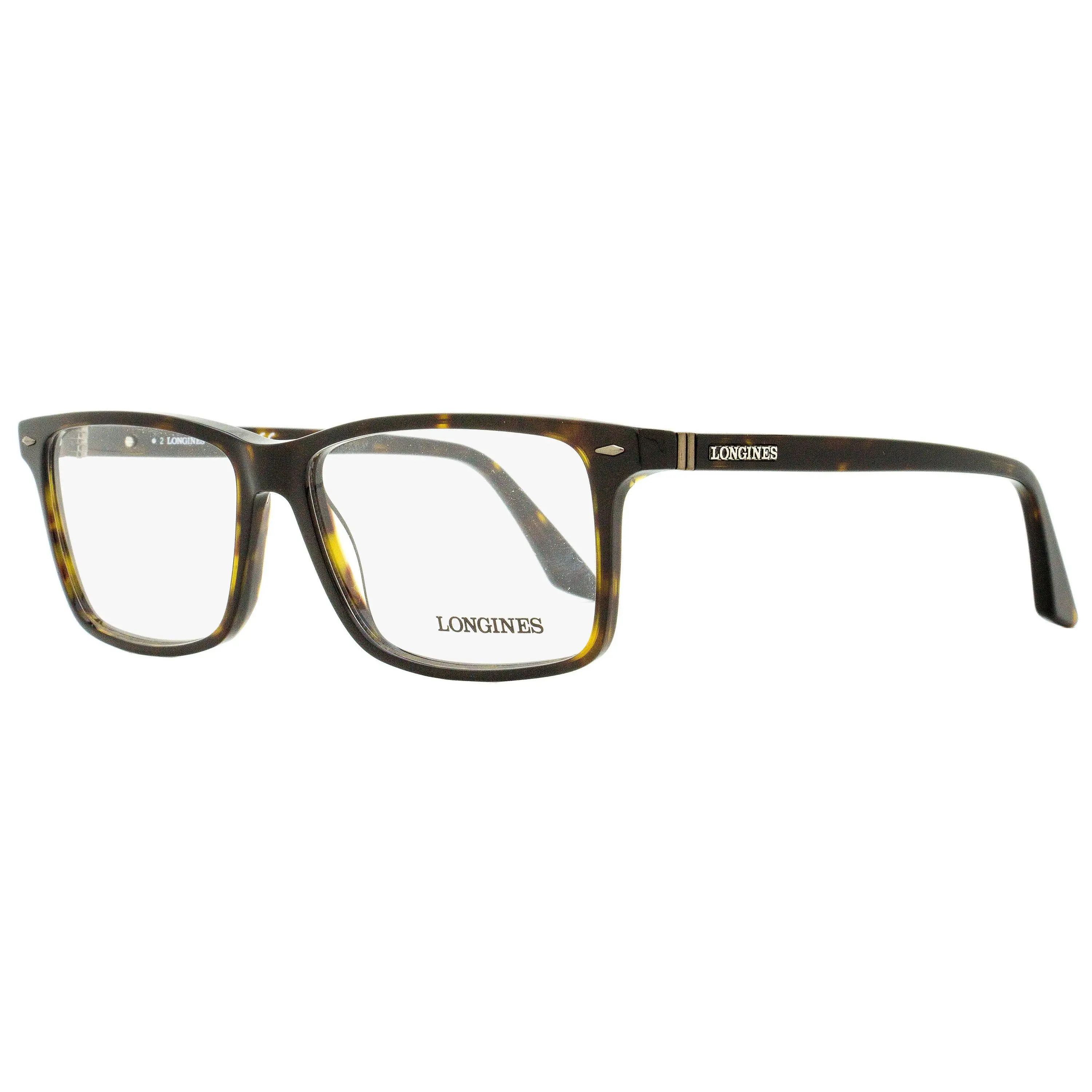 Longines LG5032 Men's Rectangular Eyeglasses - Elegant Dark Havana Acetate Frame, 57mm Eyewear Fashion
