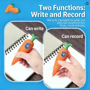 Judy Carrot Shape 2-In-1 Voice Recorder Pen, 60 Second Recording, Ideal Birthday Gift, Alkaline Button Cell Battery Included