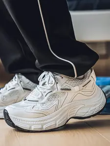 Men's New Height-Boosting Sporty Outdoor Thick Sole Dad Shoes, Casual Breathable Mesh Sneakers, Trendy Colorblock Athletic Footwear