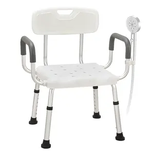 Shower Chairs for Bathtub, Bath Stool with Back and Arms, Adjustable Shower Seat with Nonslip Feet, Shower Benchs for Inside Shower, Support up to 330Lbs