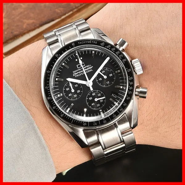 High-Quality Classic Fashion Men's Watch Customizable Logo VK63 Quartz Movement Stainless Steel Case Green Luminous Waterproof Chronograph Calendar Strap