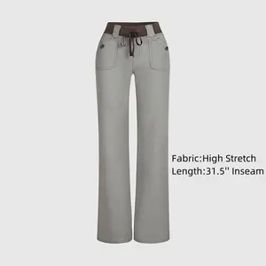 Button Detail Drawstring Low Rise Flare Pants Flared Pocket Comfortable Trouser  Womenswear Bottom