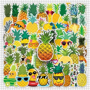 Pineapple Pattern Sticker, 100pcs/set Cartoon Fruit Sticker, Decorative Sticker for Water Bottle, Laptop, Phone Case, Scrapbooking, Journal Making
