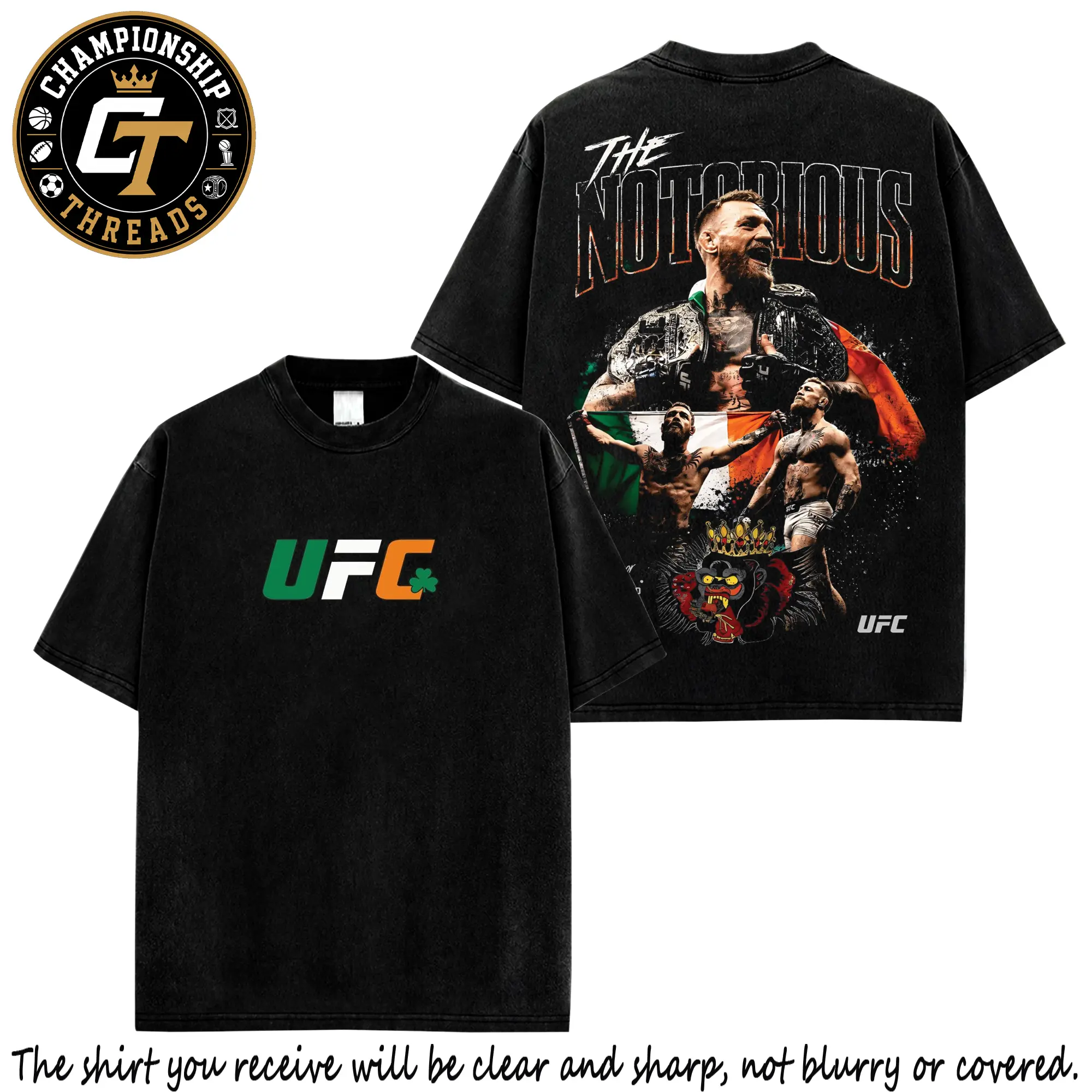 The Notorious Irish MMA Fighter Premium Cotton T-Shirt, Green Orange Fight Night Graphic Tee, UFC Style Combat Sports Streetwear, Vintage Cage Fighter Apparel, Gift For MMA Fans