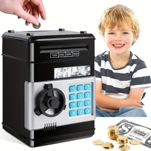 Kids Money Box with Voice Activation and Music, Electronic Money Box Password, Toy Money Box Boys and Girls Over 3 Years Old ATM, Birthday Gift Easter Gift Decor Piggy Plastic Ornaments Red Decorative