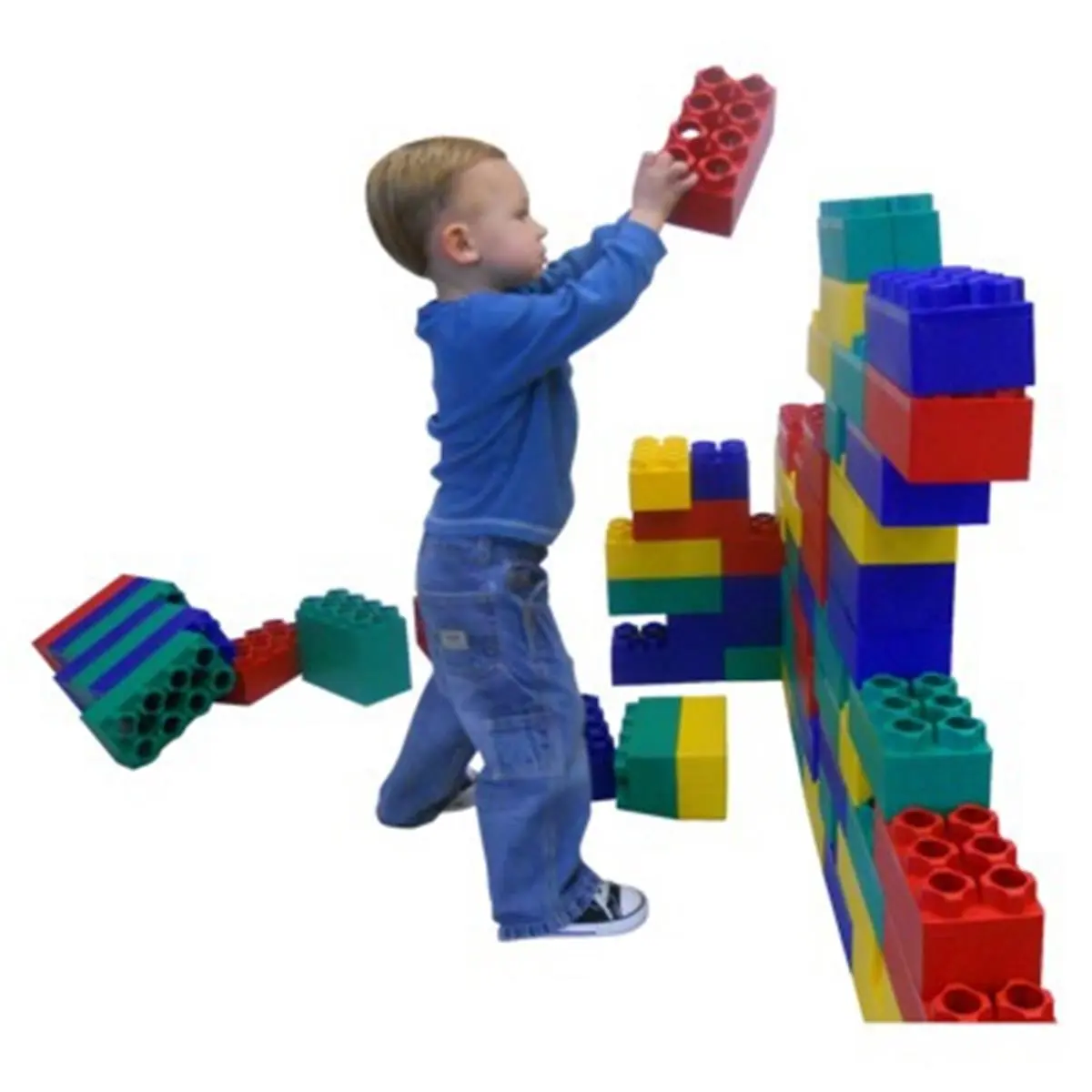 212 MAIN Jumbo 96-Piece Building Block Set for Kids, Colorful 8 x 4 Inch Polypropylene Blocks with Soft Edges for Creative Play and Motor Skill Development, Building Block Sets