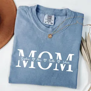 Comfort Colors Custom Mom Shirt, Personalized Mama Gift, Mother's Day Gift, Custom Name Shirt, Children Name Mom Shirt