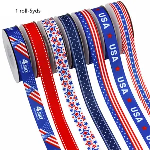 American Style Ribbon for July 4th Independence Day, Patriotic Memorial Day Decoration, Gift Wrapping, Wreath Making, DIY Festival Bows