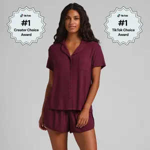 Comfrt | Slinky Rib Short Sleeve PJ Set | Super Soft Ribbed Pajama Set For Women