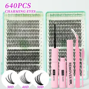 High Capacity False Eyelash Extension Set, 30D/40D/50D Individual Clusters, D Curl, DIY Daily Use, Portable Travel Gift, Recyclable, Volume Focused Lashes