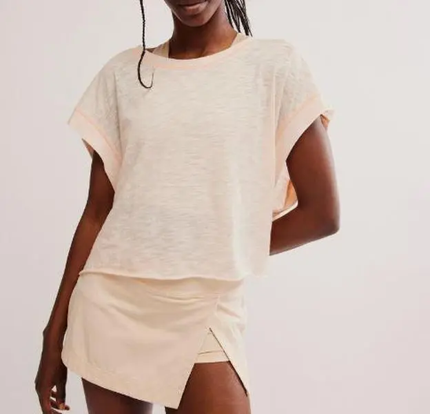 Free People My Time Women's Twist Front Short-Sleeve T-Shirt - Comfortable Statement Top with Playful Twist Print, Unique Print, My Time Graphic, Artful Tee & Statement Tee Vibe for Casual Style