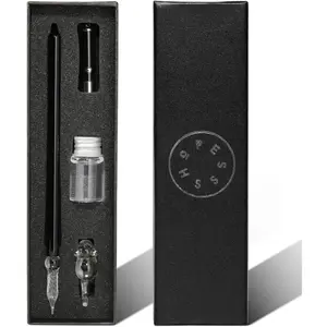 Glass Dip Pen with Invisible Ink Set - UV Flashlight and  Pen Holder Elegant   Smooth Cylindrical Calligraphy Signature Pen for Present Art Writing Drawing
