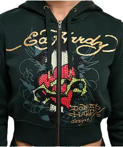 ED HARDY WOMEN SCARED HEART ZIP HOODIE