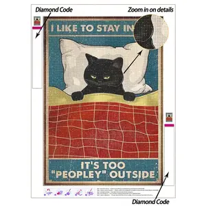 5D DIY Diamond Painting, Diamond Painting Kits, Animal Wall Art Diamond, 5D DIY Embroidery Mosaic Art Of A Kitten Who Loves To Sleep In Bed, DIY Diamond Art Kit, Relaxing Diamond Painting
