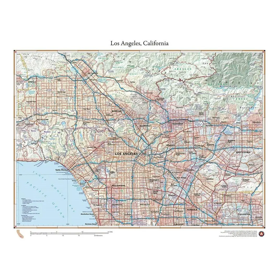 Los Angeles, California Wall Map