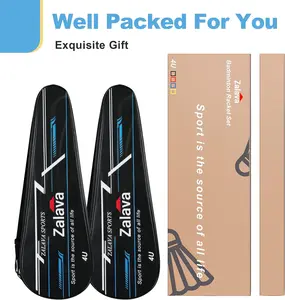 Badminton Racquets Set Professional Badminton Rackets Lightweight,4 Pack Carbon Fiber, 3 Feather Shuttlecocks, 2 Protect Case, 4 Overgrip,for Beginners,Advanced Players