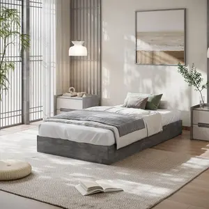 Garvee King Size Solid Wood Platform Bed Frame with Modern Minimalist Design, Floor-Standing, No Box Spring Needed, Wooden Slat Support, Space-Saving and Easy to Assemble