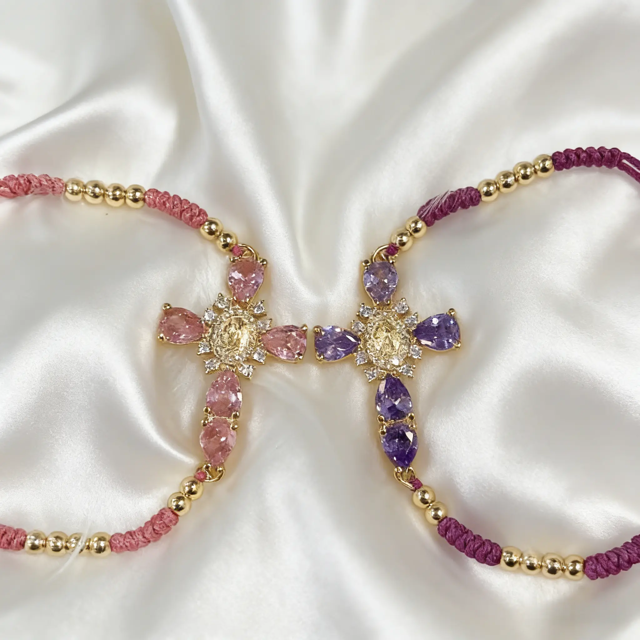 TMANI Religious Cross Hand Woven Bracelet Handmade Friendship Bracelet Best Friend Gift Unique Gift for Valentine's Day Auspicious