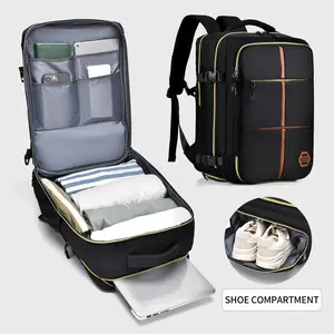 [One Multi Pocket Travel Backpack] Multi Pocket Carry On Travel Backpack, Flight Approved Gym Bag With Shoe Compartment, Laptop School Bag