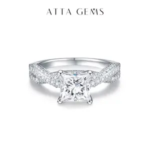 Synthetic Moissanite Princess Cut 2.0CT D Color VVS1 For Woman Wearing Anniversary Gift R074