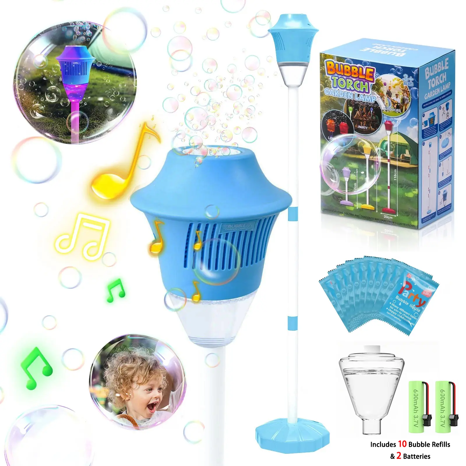 【Ultimate Party Kit】Portable Automatic Party Wedding Bubble Machine Rechargeable Blower with Lights, Tornado Bubbles, Summer Outdoor Kids Toy Gift