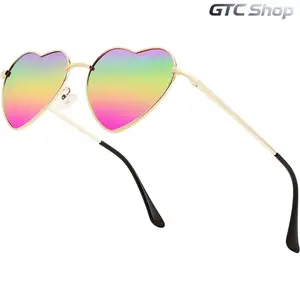 Polarized Heart Sunglasses for Men & Women, Trendy Cute Metal Frame Eyewear, Sweet Aesthetic Styling, UV400 Polarized Lens, Lightweight Durable Construction, Lovely Fashion Shades for Party, Street, Daily & Summer Casual Wear summerwins
